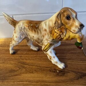 Vintage 1963 Enesco Hunting Dog Figurine – Spaniel w/ Mallard – Hand-Painted